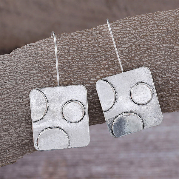 Geometric Square Round Earrings