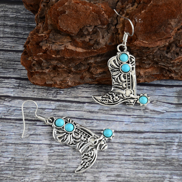 Inlaid Turquoise Dangle Earrings