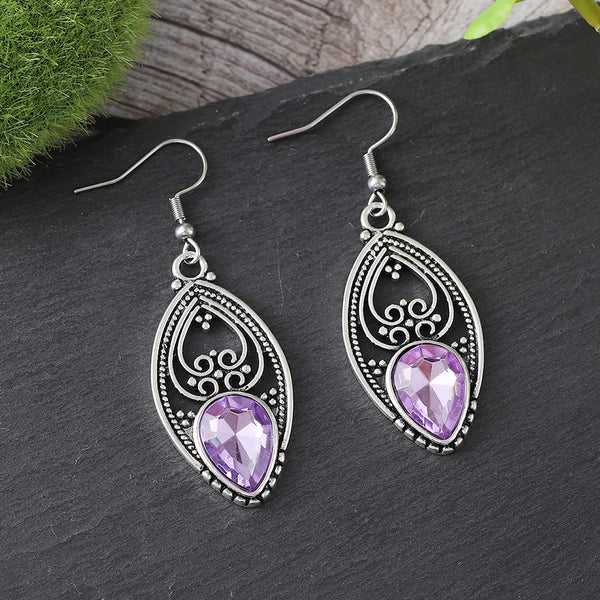 Openworked Purple Zirconia Earrings