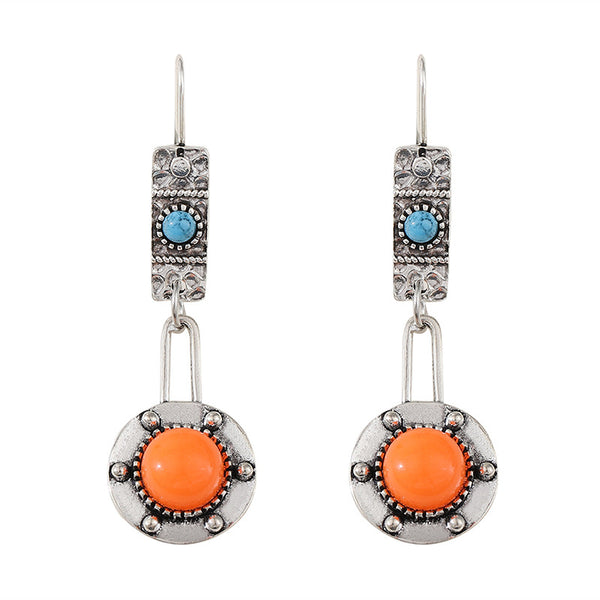 Vintage Geometric Round Piece Earrings
