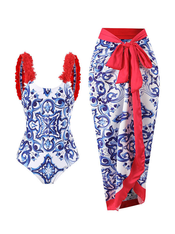 Floral Strap Swimsuit Set