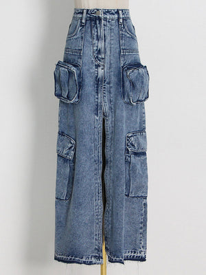 Denim Cargo Skirt