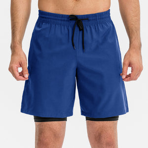 Men's Skinny High Stretch Quick Dry Double Layer Workout Shorts