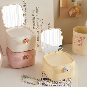 Soft Touch Jewelry Box with Mirror