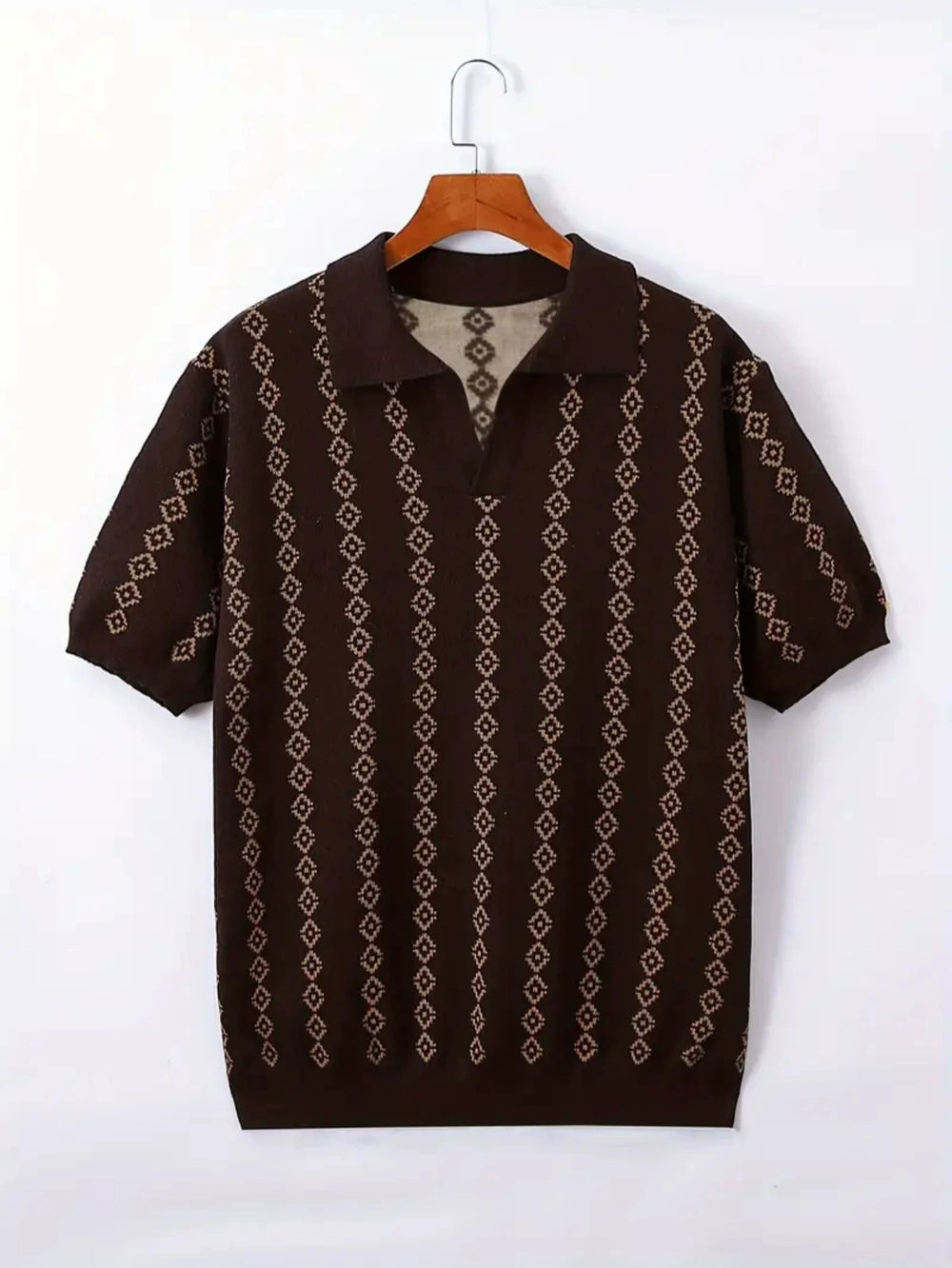 Men's Knitted Summer Casual Short-Sleeved Striped Polo Shirt