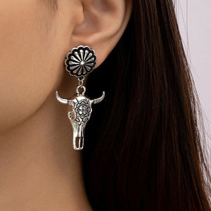 Cowboy Style Cow Head Dangle Earrings