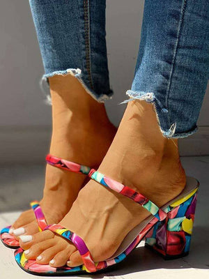 Chunky Heel Peep Toe PU Sandals