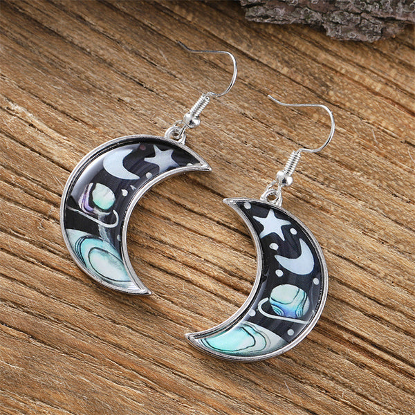 Vintage Style Planet Moon Earrings