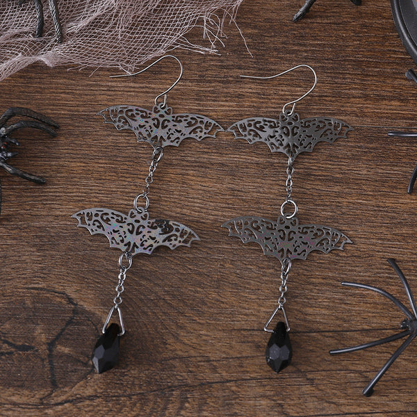 Halloween Dark Gothic Bat Dangle Earrings