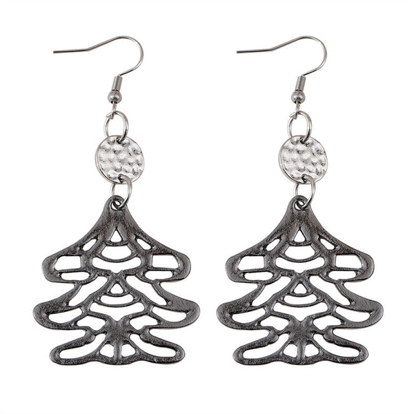 Hollow Christmas Tree Earrings