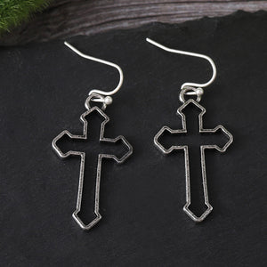 Exaggerated Cutout Cross Earrings