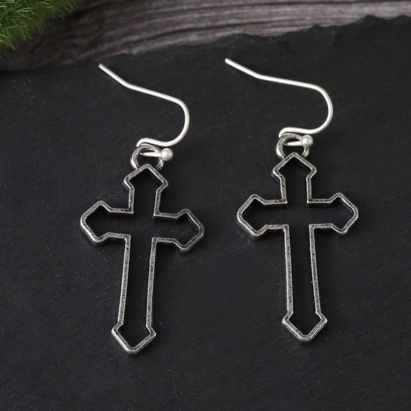 Exaggerated Cutout Cross Earrings