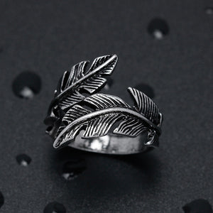 Vintage Personalized Fried Feather Ring