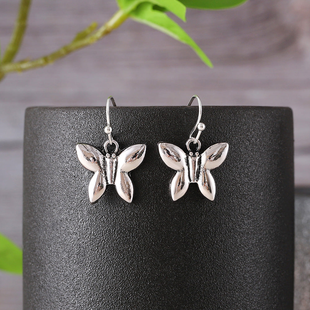 Simple Silver Butterfly Earrings