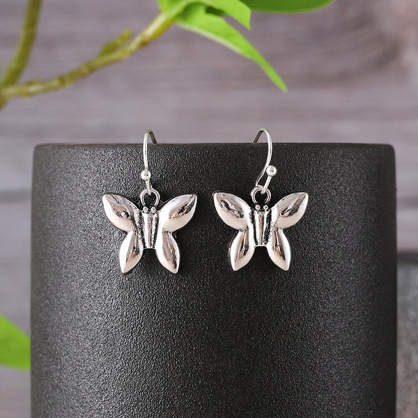 Simple Silver Butterfly Earrings