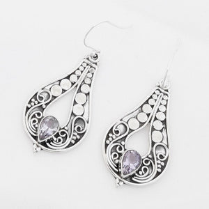 Vintage Sculpted Purple Gemstone Earrings