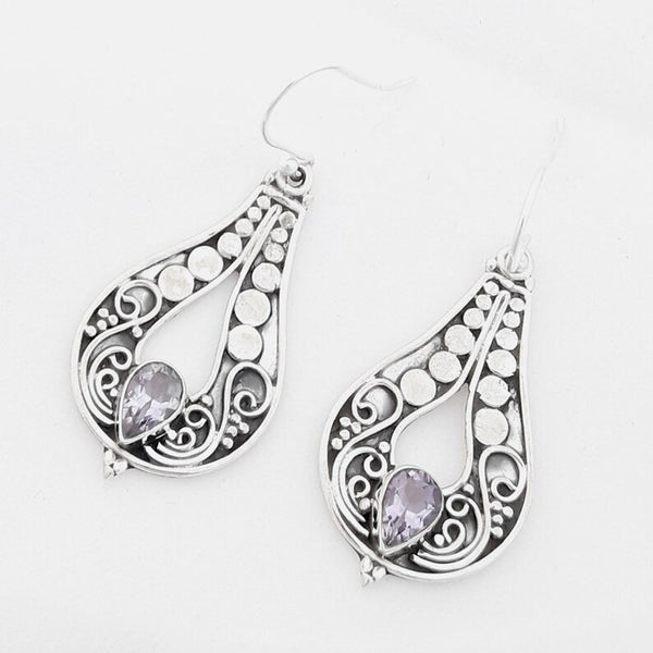 Vintage Sculpted Purple Gemstone Earrings
