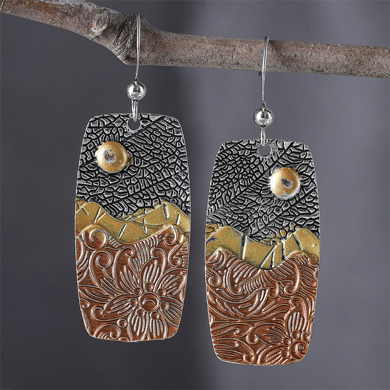 Ethnic Style Wave Flower Earrings