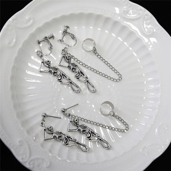 Vintage Bone Skull Earrings
