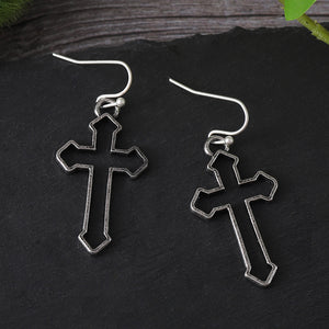 Exaggerated Cutout Cross Earrings