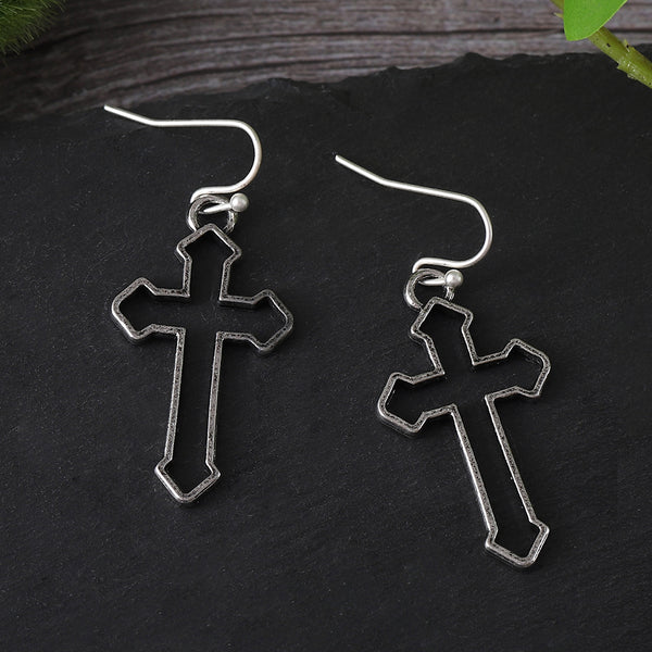 Exaggerated Cutout Cross Earrings