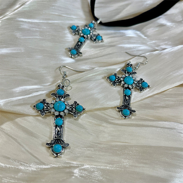 Personalized Cross Earrings Necklace