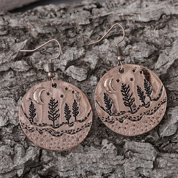 Ethnic Style Moon and Star Dangle Earrings
