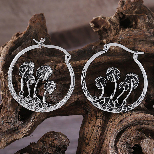 Vintage Personalized Geometric Mushroom Earrings