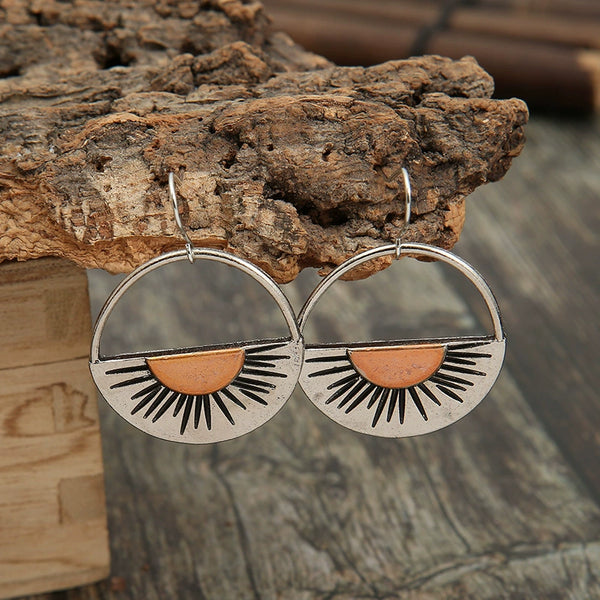 Orange Half Circle Cutout Sunset Earrings