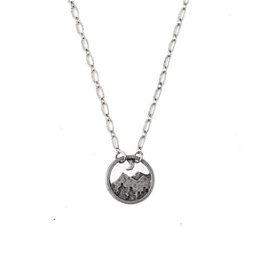 Mountain and Pine Pendant Necklace