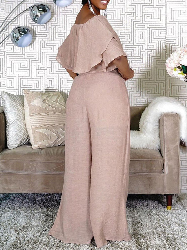 Off Shoulder Top Wide Legs Pants Set