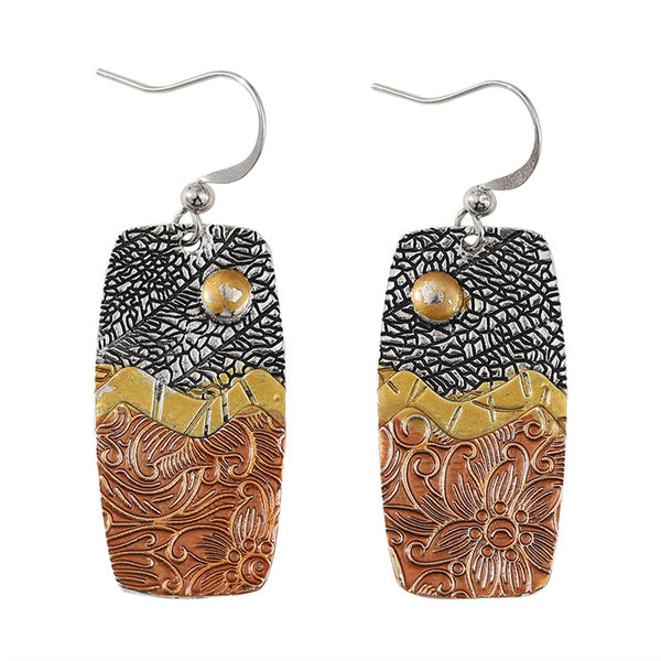Ethnic Style Wave Flower Earrings
