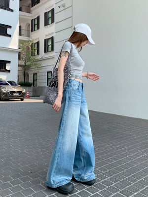 Washed Vintage Straight Drag Wide Leg Jeans