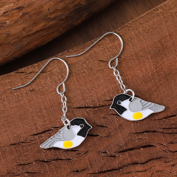 Vintage Drip Oil Small Sparrow Dangle Earrings
