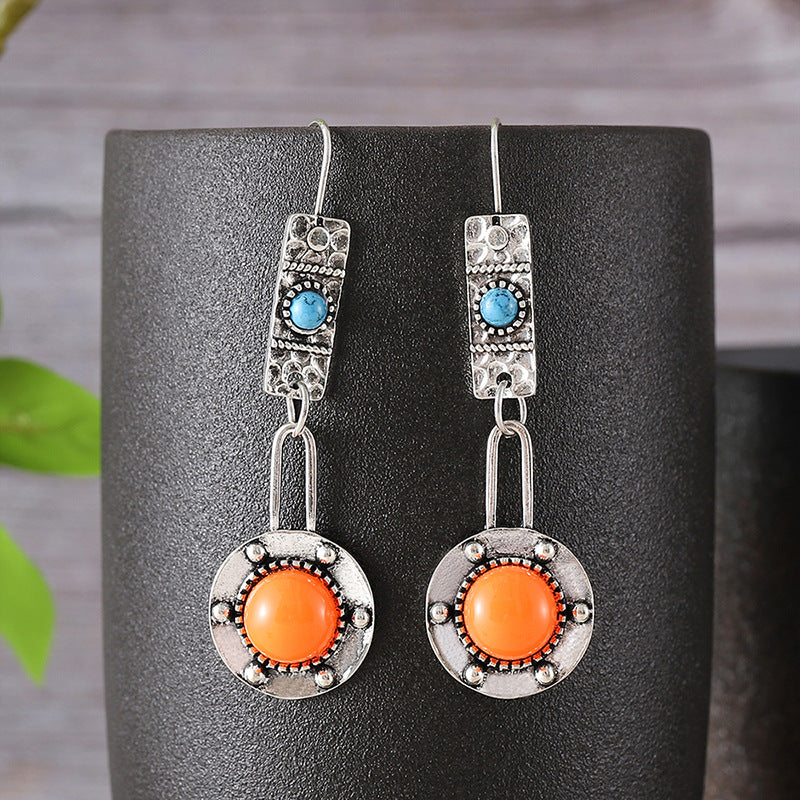 Vintage Geometric Round Piece Earrings