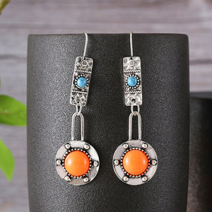 Vintage Geometric Round Piece Earrings
