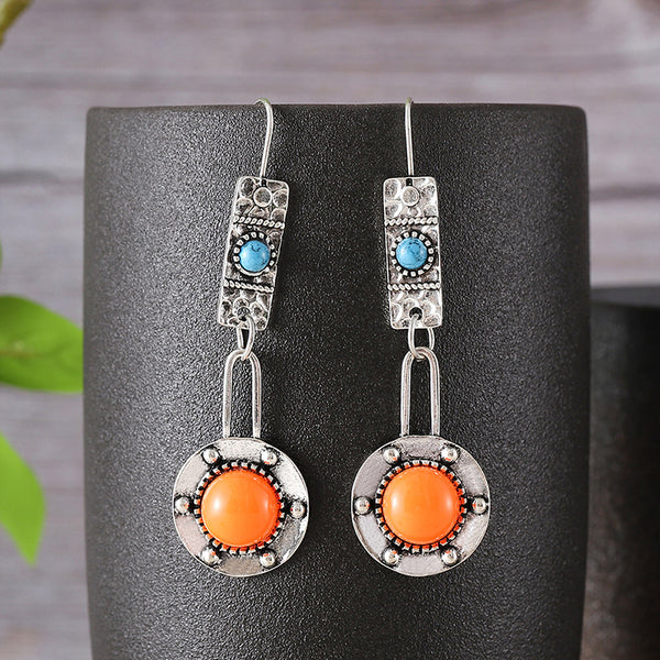 Vintage Geometric Round Piece Earrings