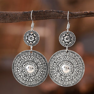 Vintage Ethnic Round Printed Dangle Earrings