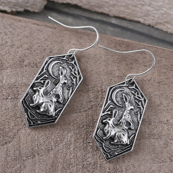 Carved Moon Vintage Carved Bunny Earrings