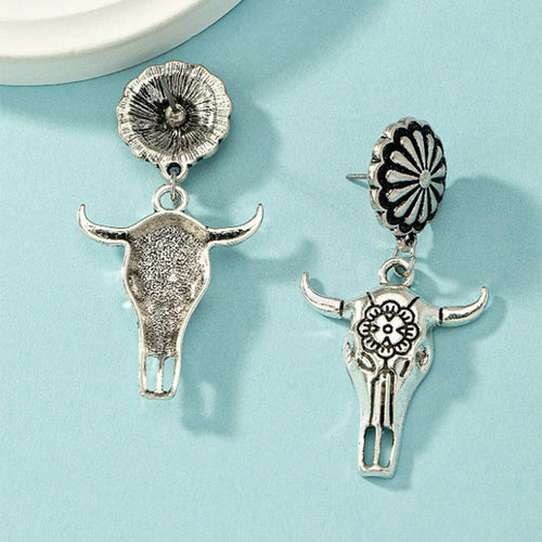 Cowboy Style Cow Head Dangle Earrings