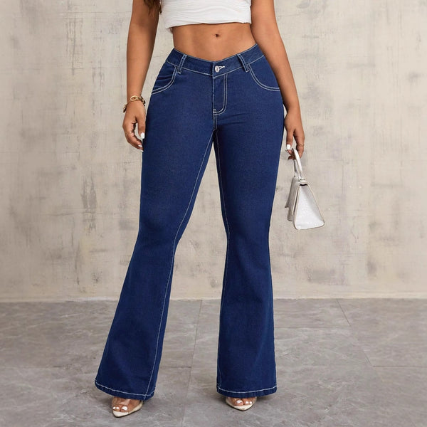 X-Spot-65775 #Amazon Cross-border Women's Clothing European and American Foreign Trade Fashion Versatile Slim-fit Elastic Denim Trousers