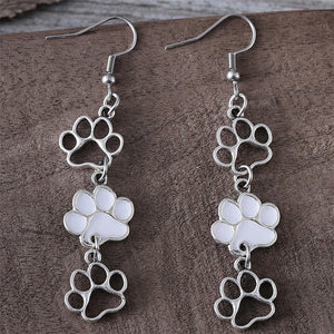 Vintage Puppy Paw Print Dangle Earrings