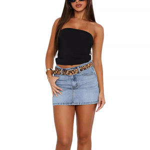 European and American foreign trade cross-border supply retro slim elastic fashion casual denim skirt, women's denim skirt