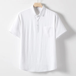 Men's loose-fitting linen short-sleeved shirt