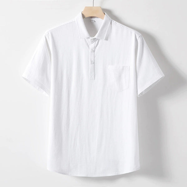 Men's loose-fitting linen short-sleeved shirt