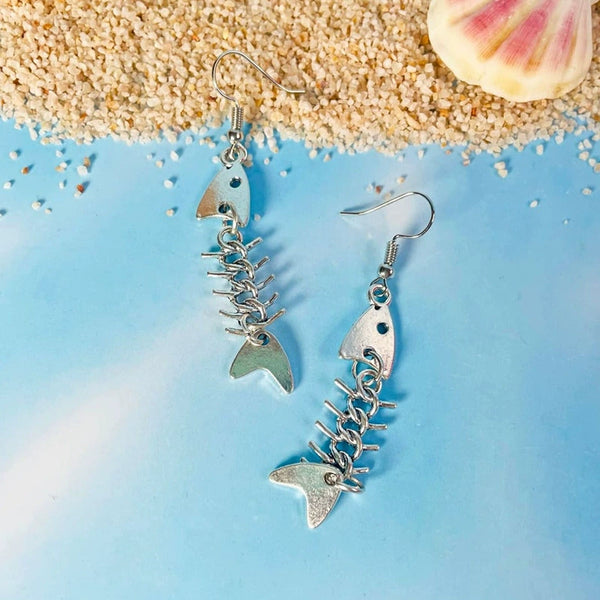 Tide Cool Fish Bone Fish Thorn Earrings