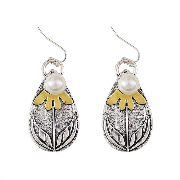 Water Drops Cubic Lace Leaf Earrings