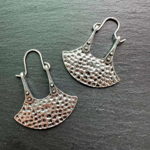 Vintage Ethnic Style Antique Silver Antique Bronze Fan Earrings