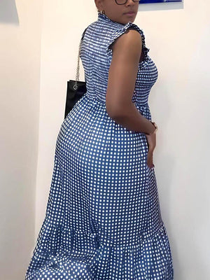 Ruffle Sleeves Gingham Maxi Dress