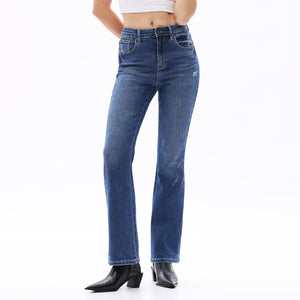 ONESO Classic Straight Leg High Rise Jeans Casual Distressed Denim Vintage Wash Women Jeans
